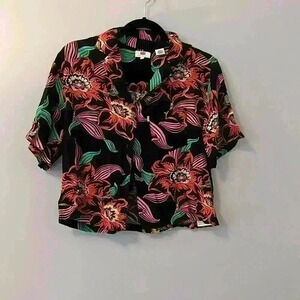 Levi's Floral Crop Button Down Blouse Size XS